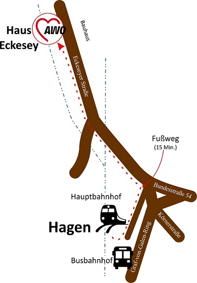 Fußweg vom Bahnhof zum Haus Eckesey